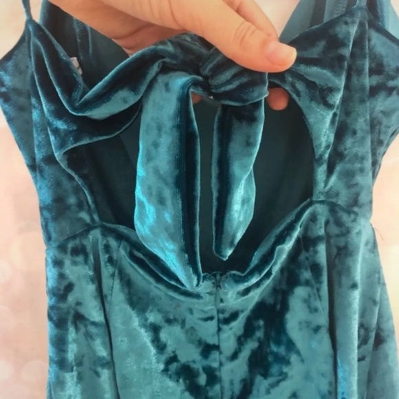 Teal Crushed Velvet Dress Romper - Picture 8 of 8